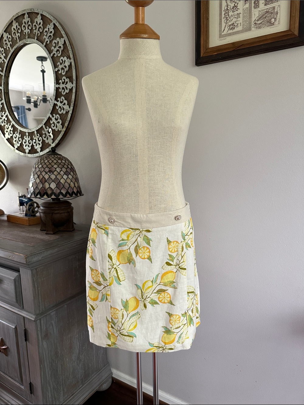 Avec Les Filles Lemon Print Mini Skirt